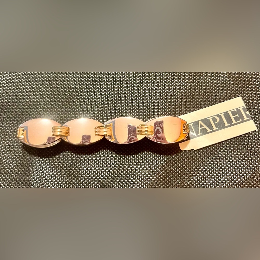 Napier Vintage Two Tone Gold Silver Stretch Panel Link Bracelet NWT Retro 80s